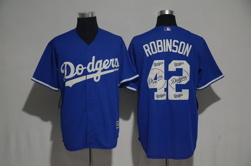 2017 MLB Los Angeles Dodgers #42 Robinson Blue Fashion Edition Jerseys